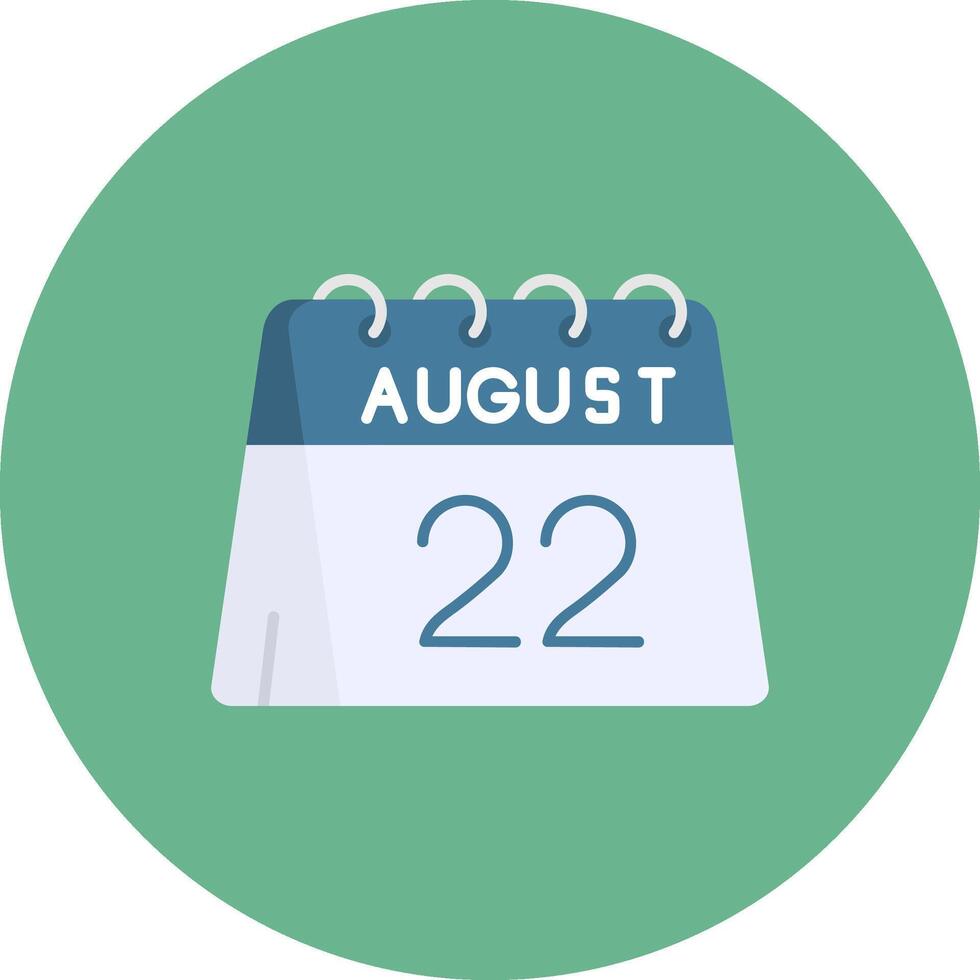 22nd of August Flat Circle Icon vector