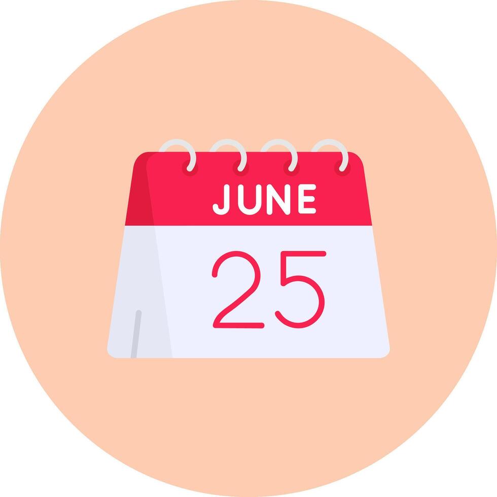 25th of June Flat Circle Icon vector