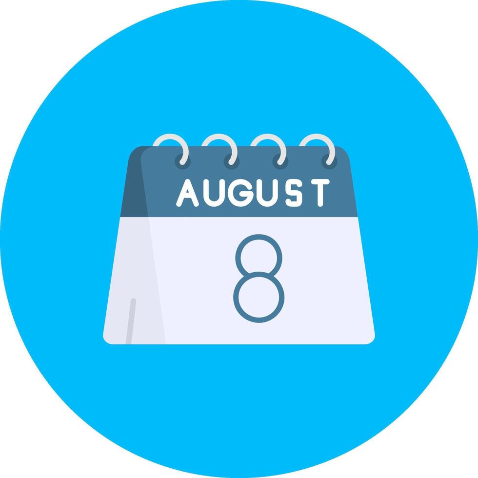 8th of August Flat Circle Icon vector