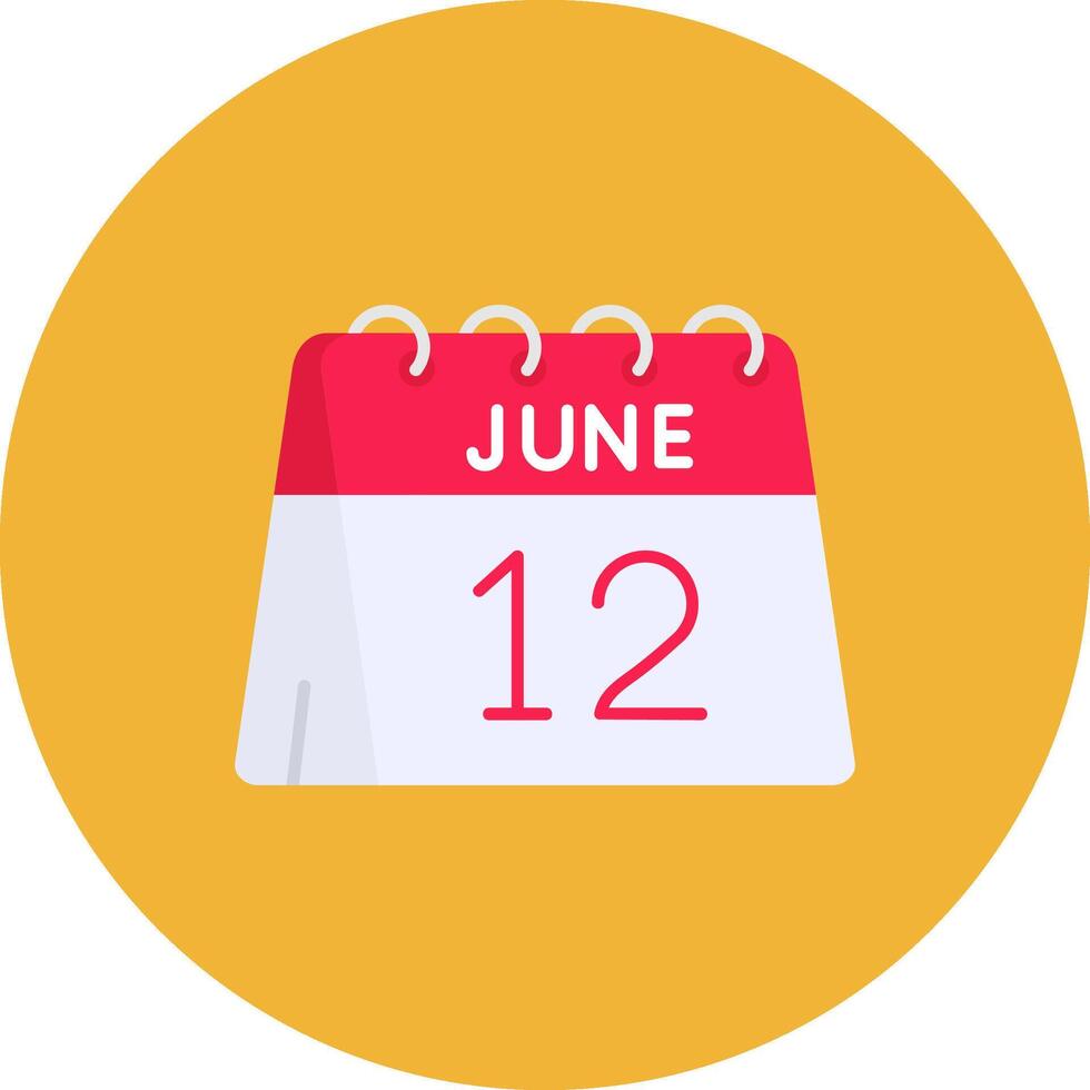 12th of June Flat Circle Icon vector