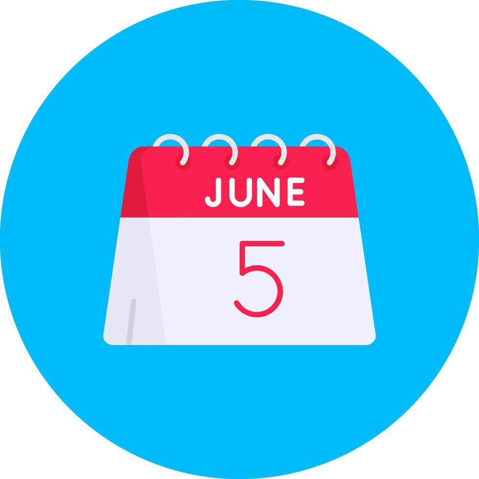 5th of June Flat Circle Icon vector