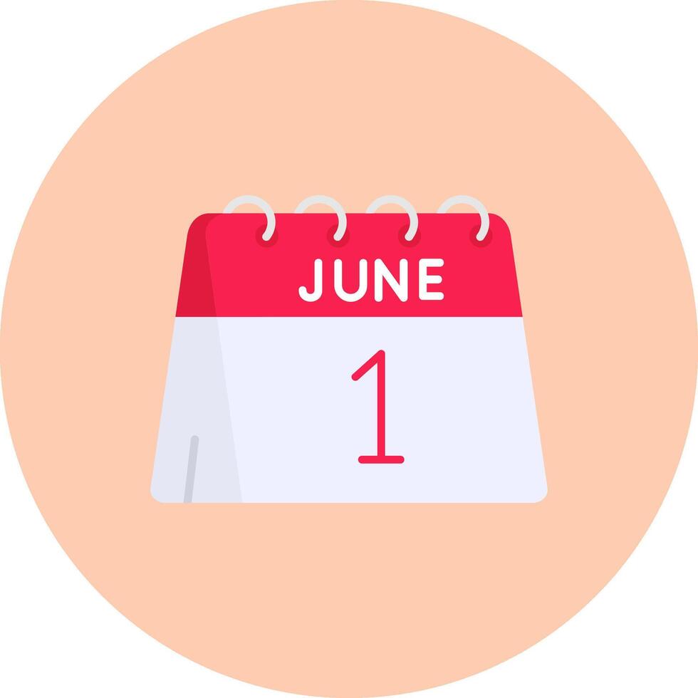 1st of June Flat Circle Icon vector