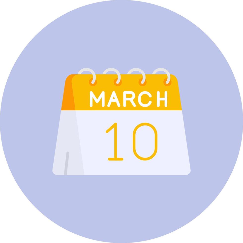 10th of March Flat Circle Icon vector