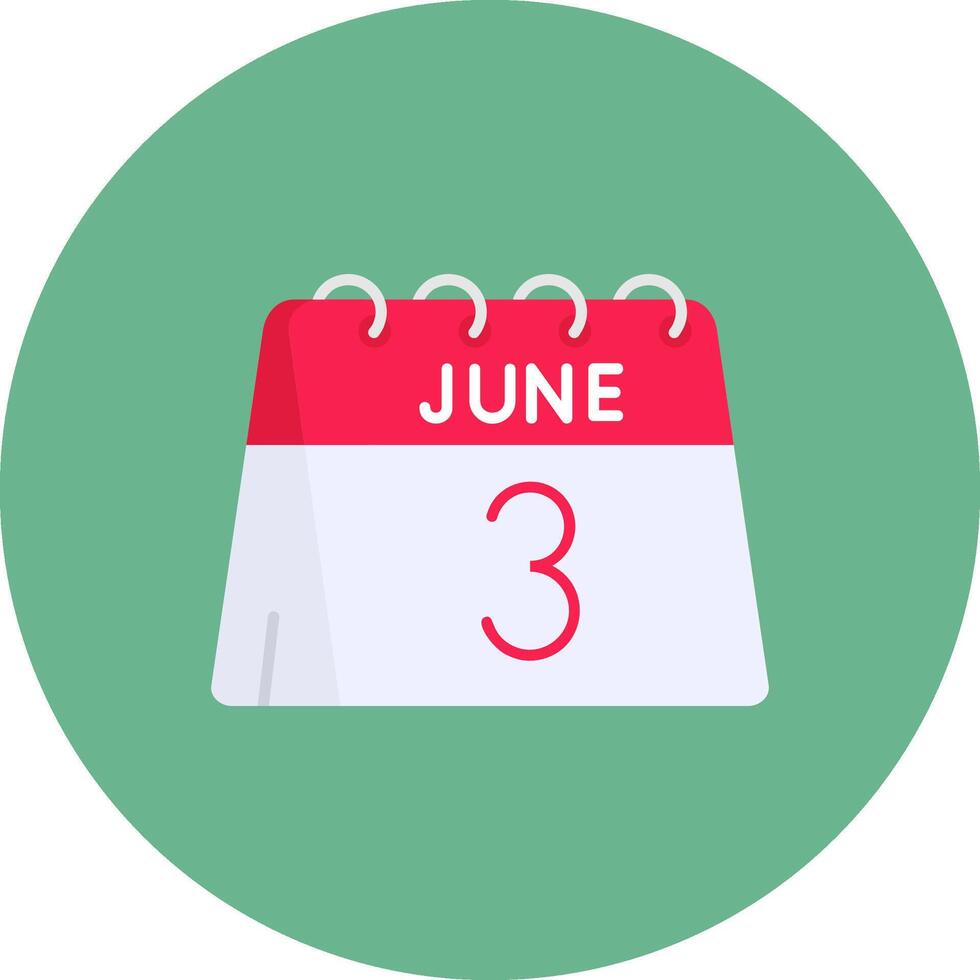 3rd of June Flat Circle Icon vector