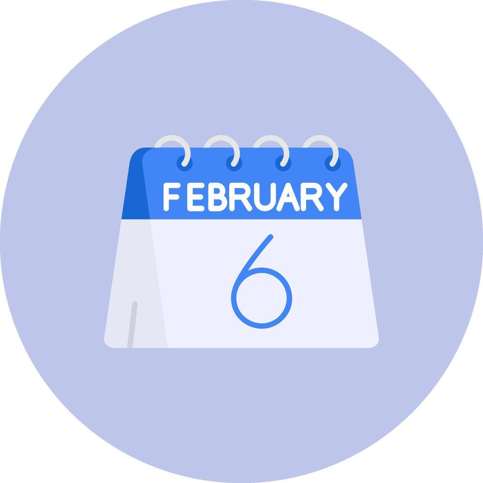 6th of February Flat Circle Icon vector