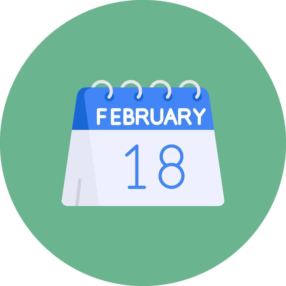 18 de febrero plano circulo icono vector