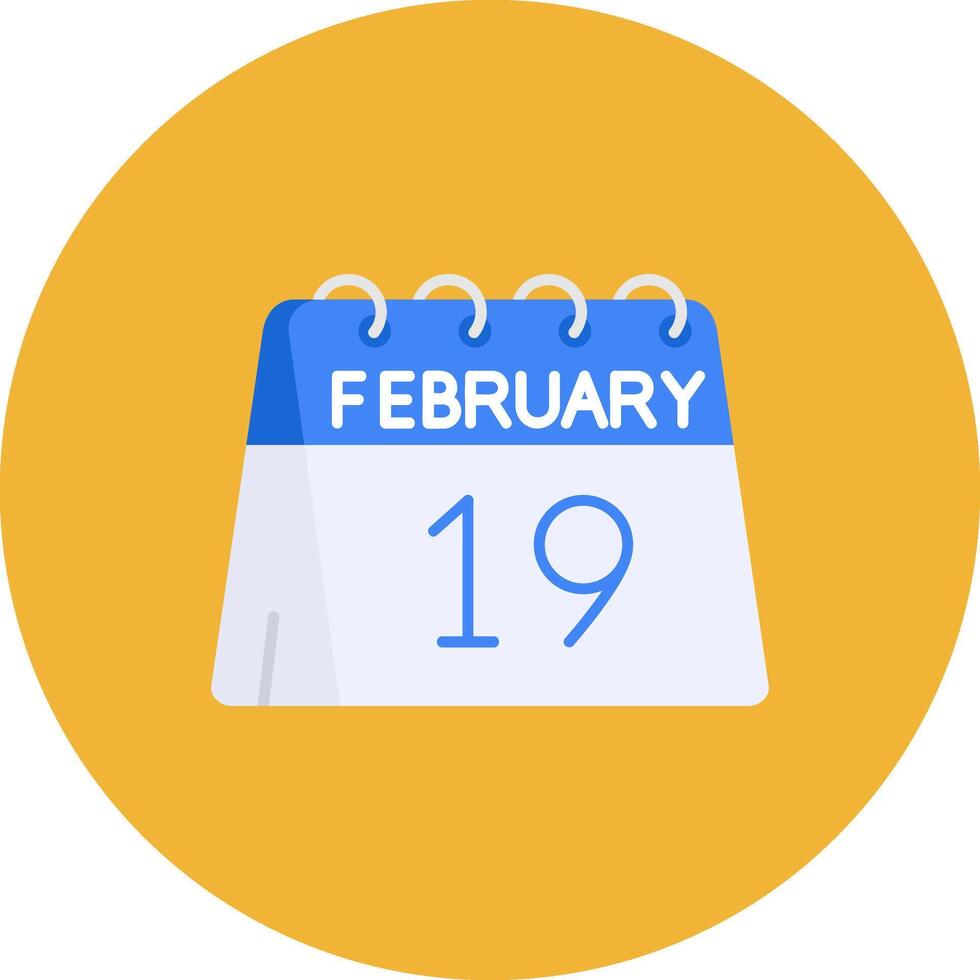 19th of February Flat Circle Icon vector