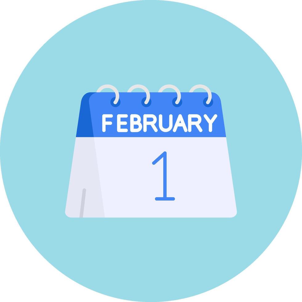 1st of February Flat Circle Icon vector