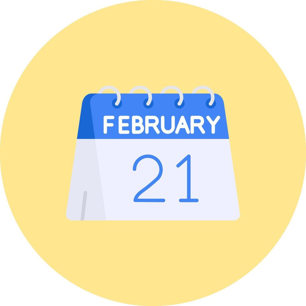 21 de febrero plano circulo icono vector
