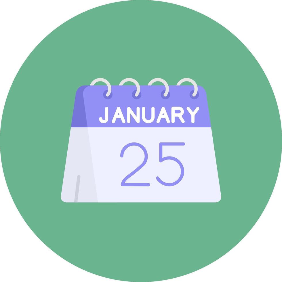 25th of January Flat Circle Icon vector