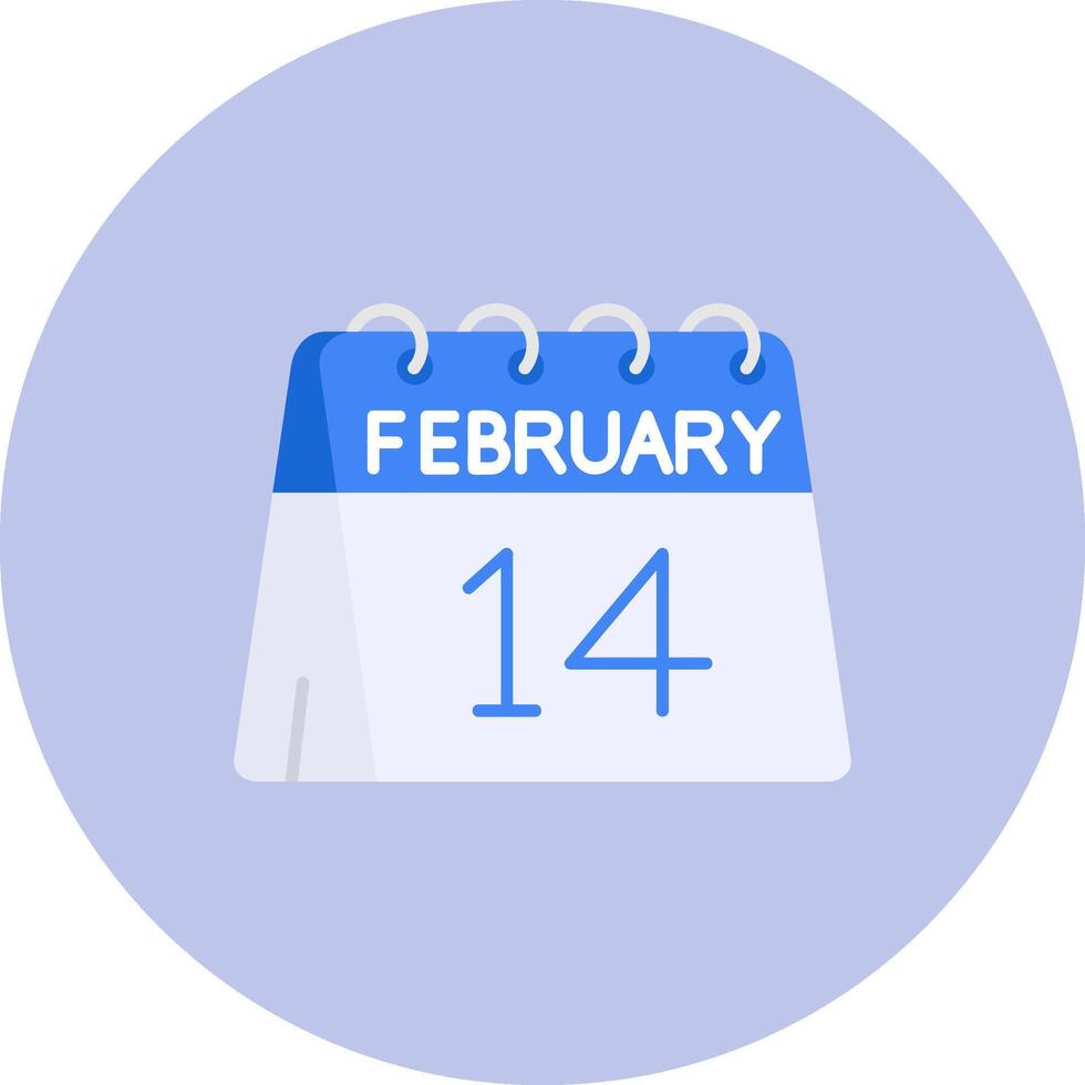 14to de febrero plano circulo icono vector
