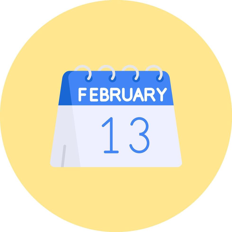 13th of February Flat Circle Icon vector