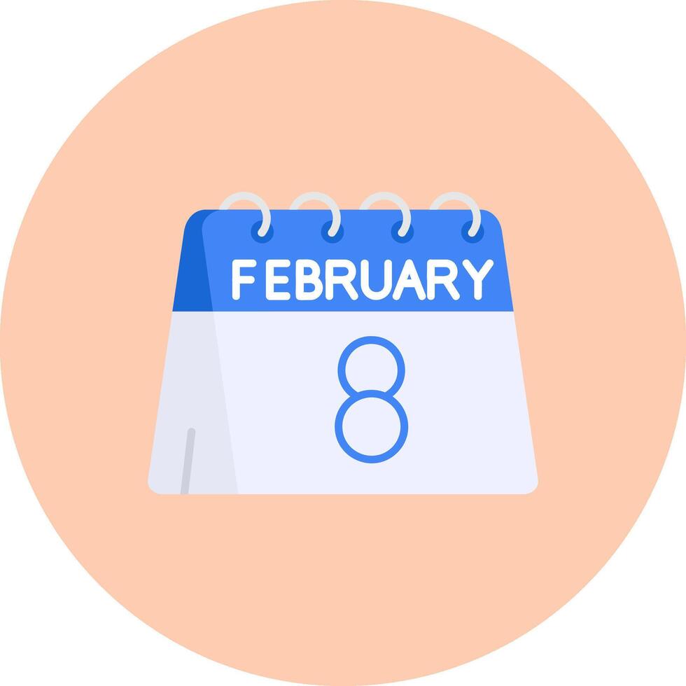 8vo de febrero plano circulo icono vector