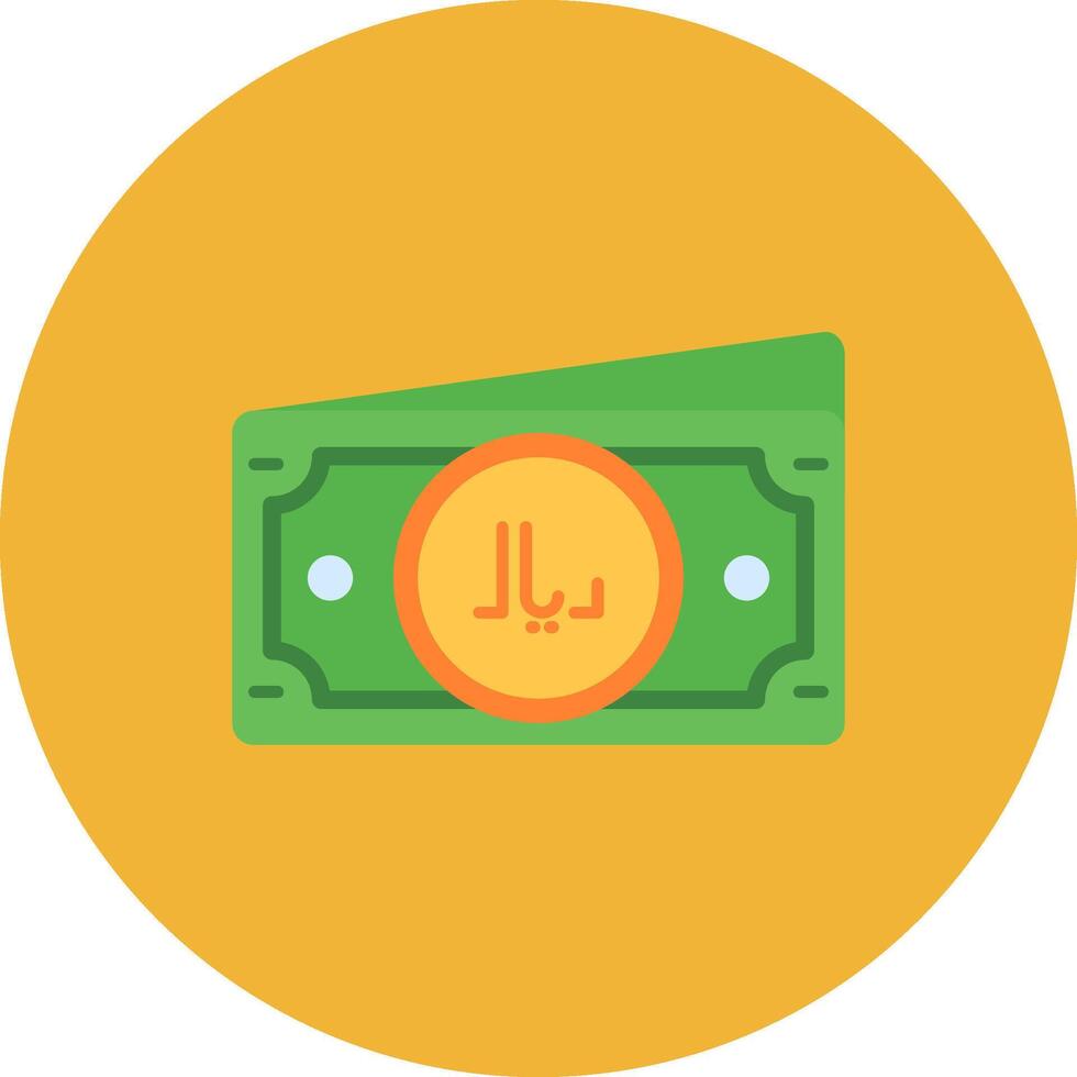 Riyal Flat Circle Icon vector