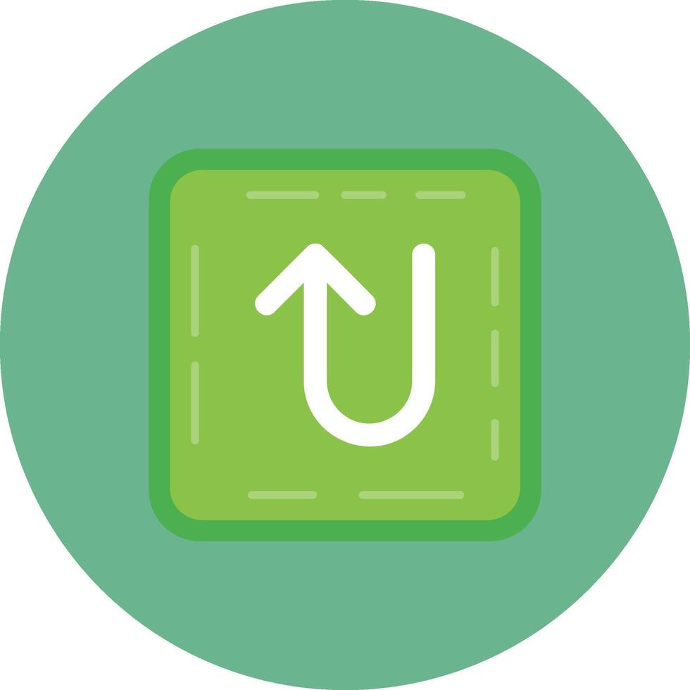 U turn Flat Circle Icon vector