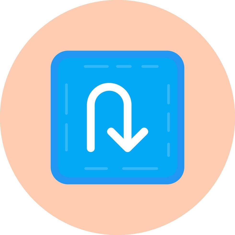 U turn Flat Circle Icon vector