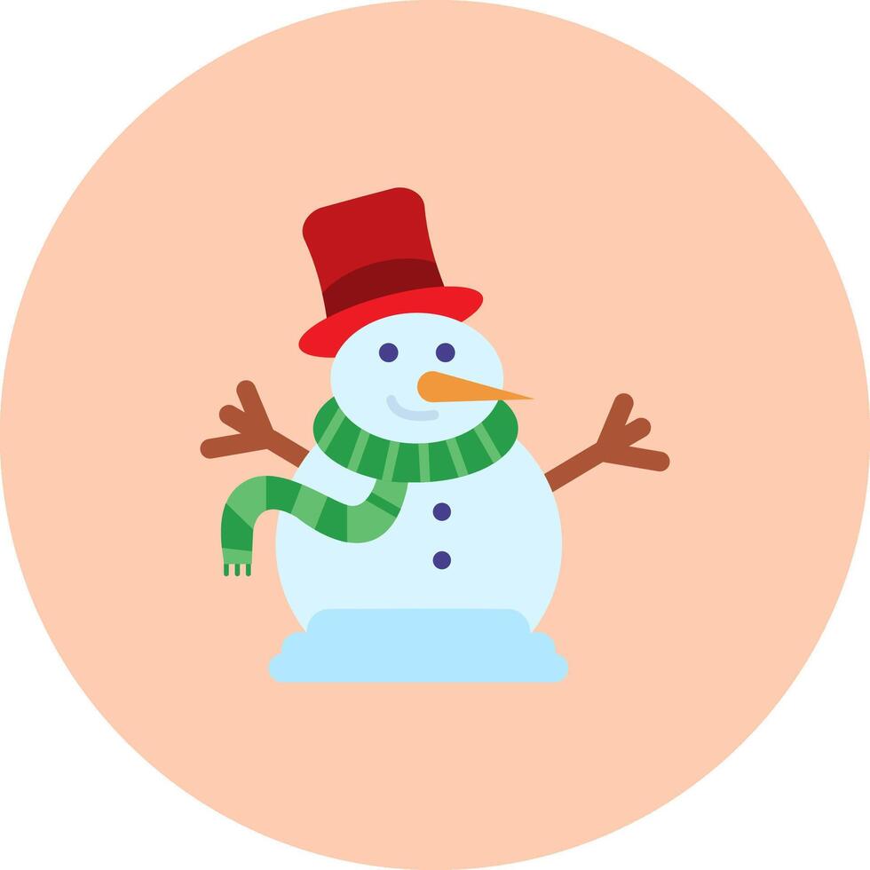 Snowman Flat Circle Icon vector