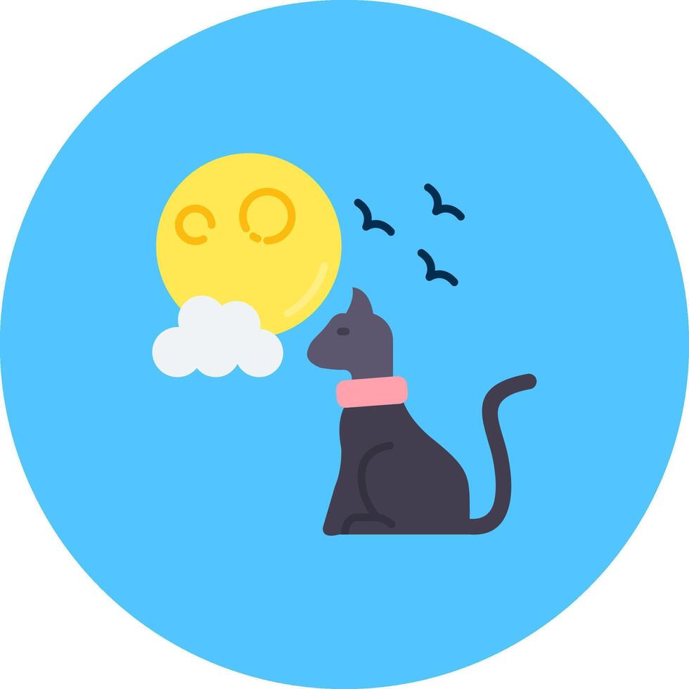 Black cat Flat Circle Icon vector
