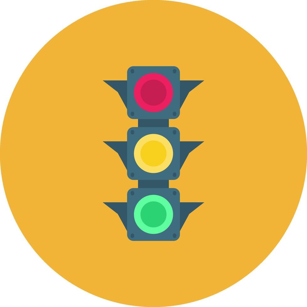 Traffic light Flat Circle Icon vector