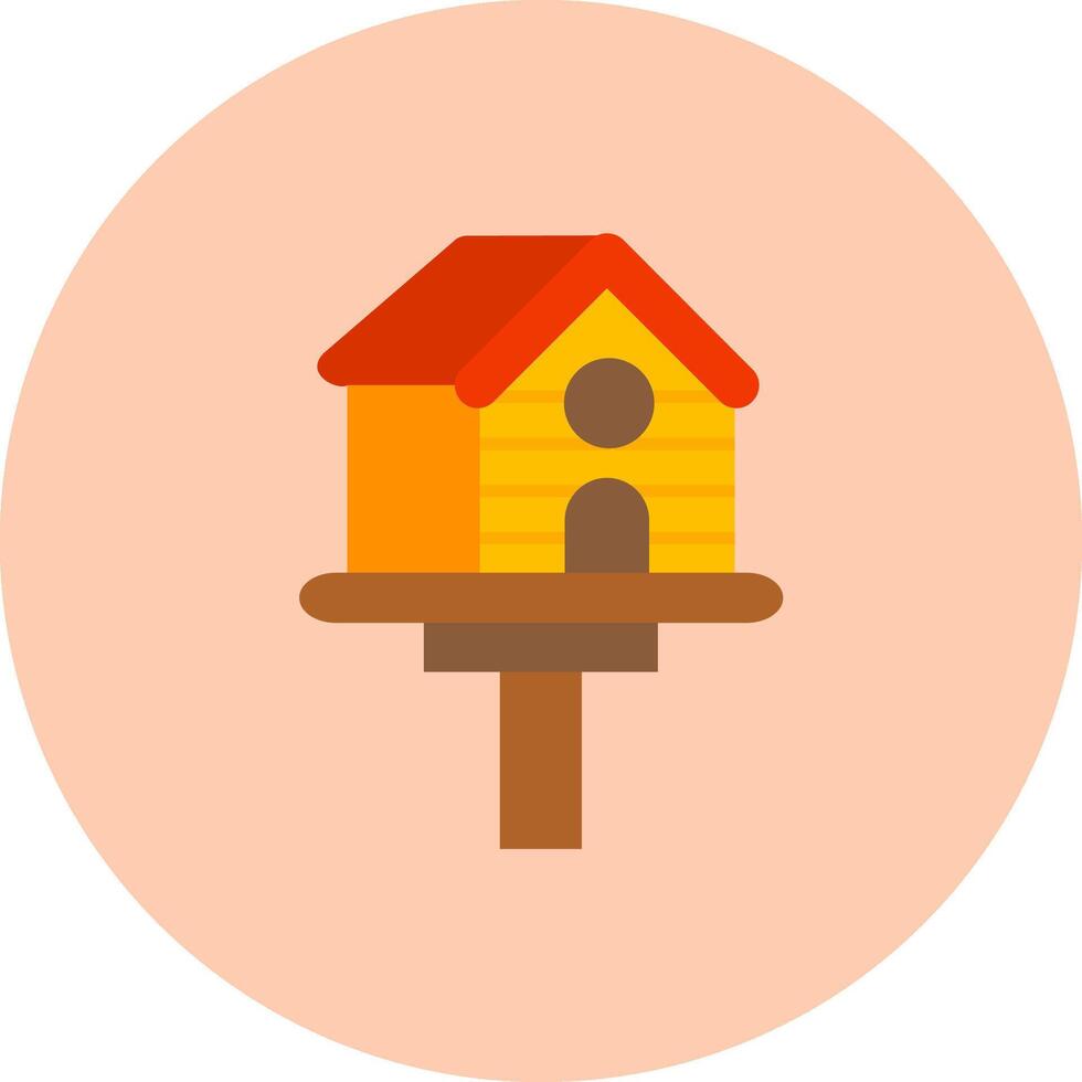 pájaro casa plano circulo icono vector