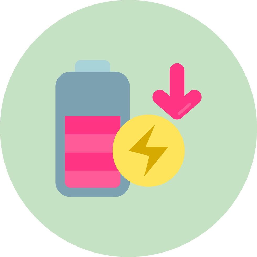 Low battery Flat Circle Icon vector