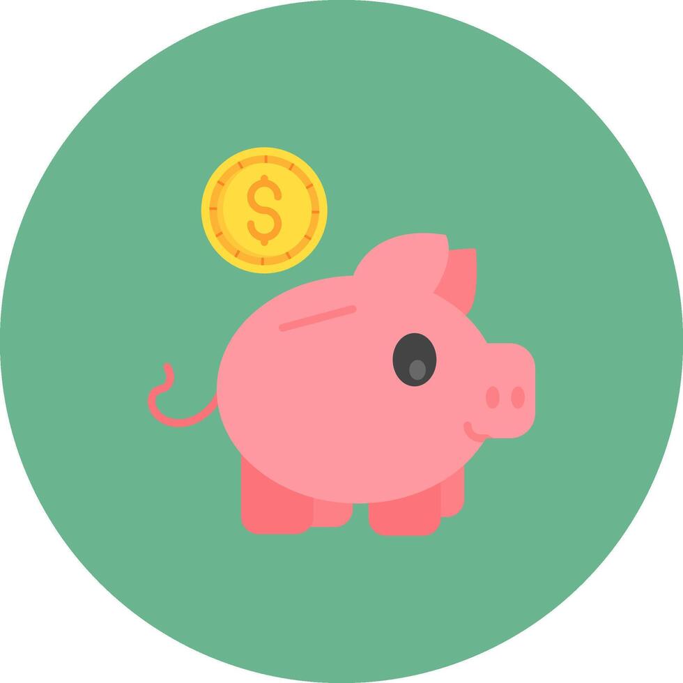 Piggy bank Flat Circle Icon vector