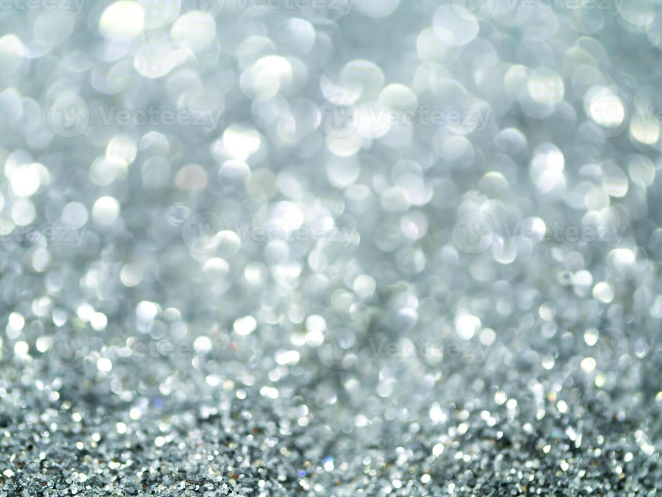 Silver Sparkling Glitter bokeh Background. photo