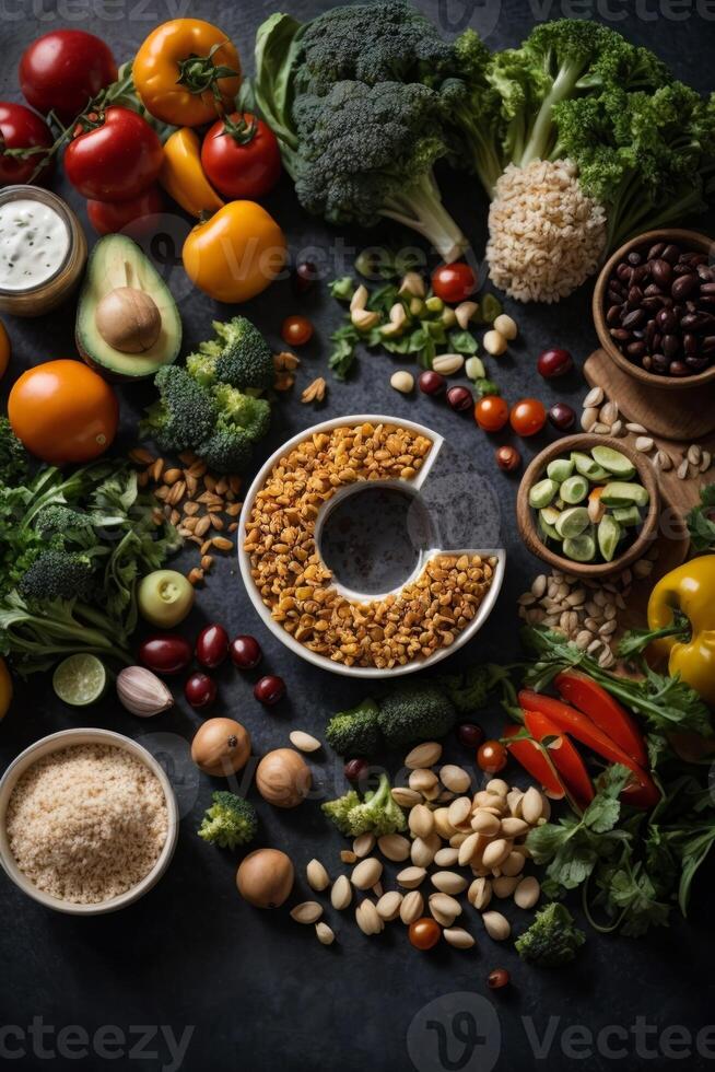 AI generated A colorful and abundant feast displayed on a table photo