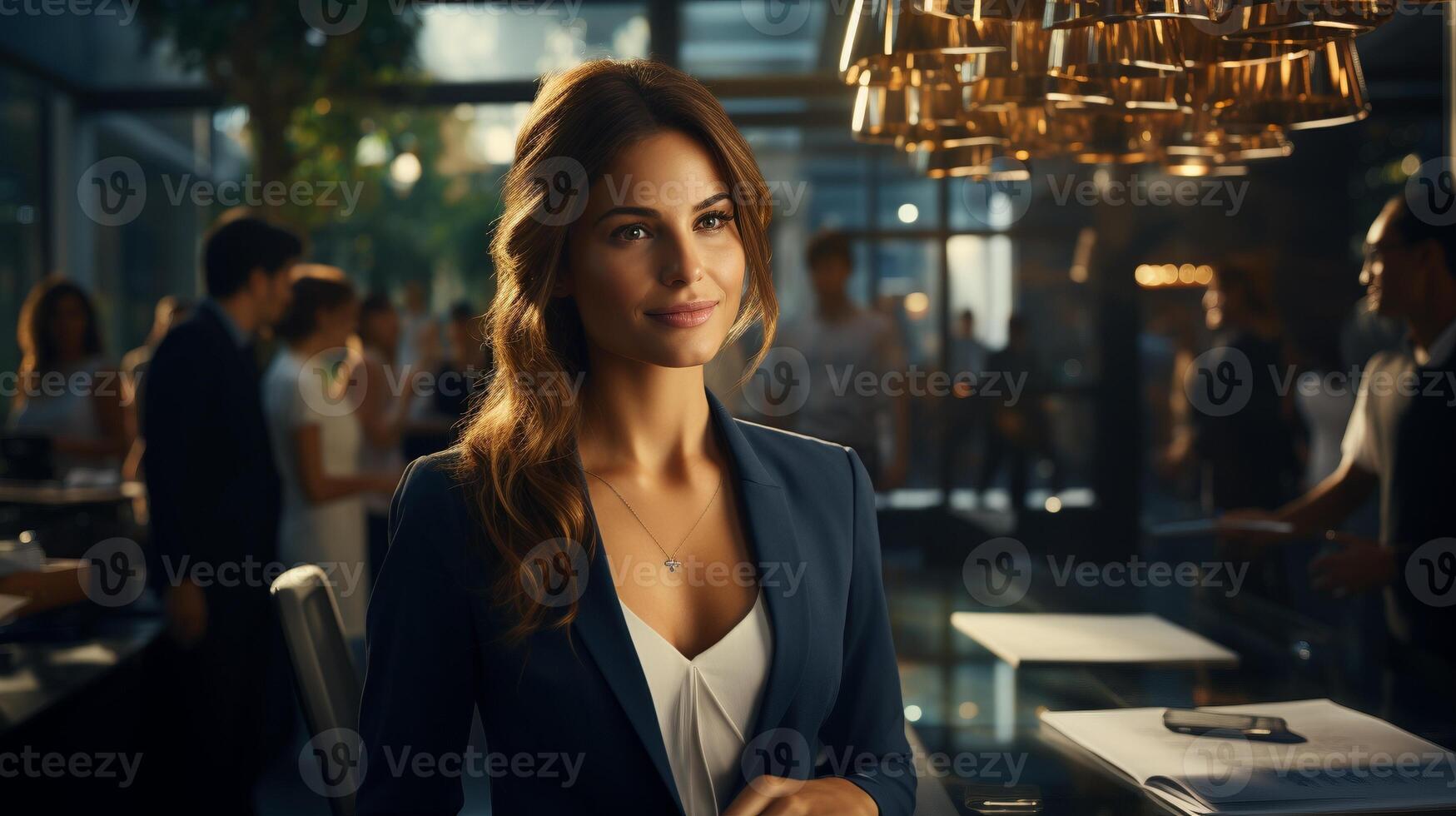 AI generated 30s caucasian female ceo ai generated portrait image copy space photo