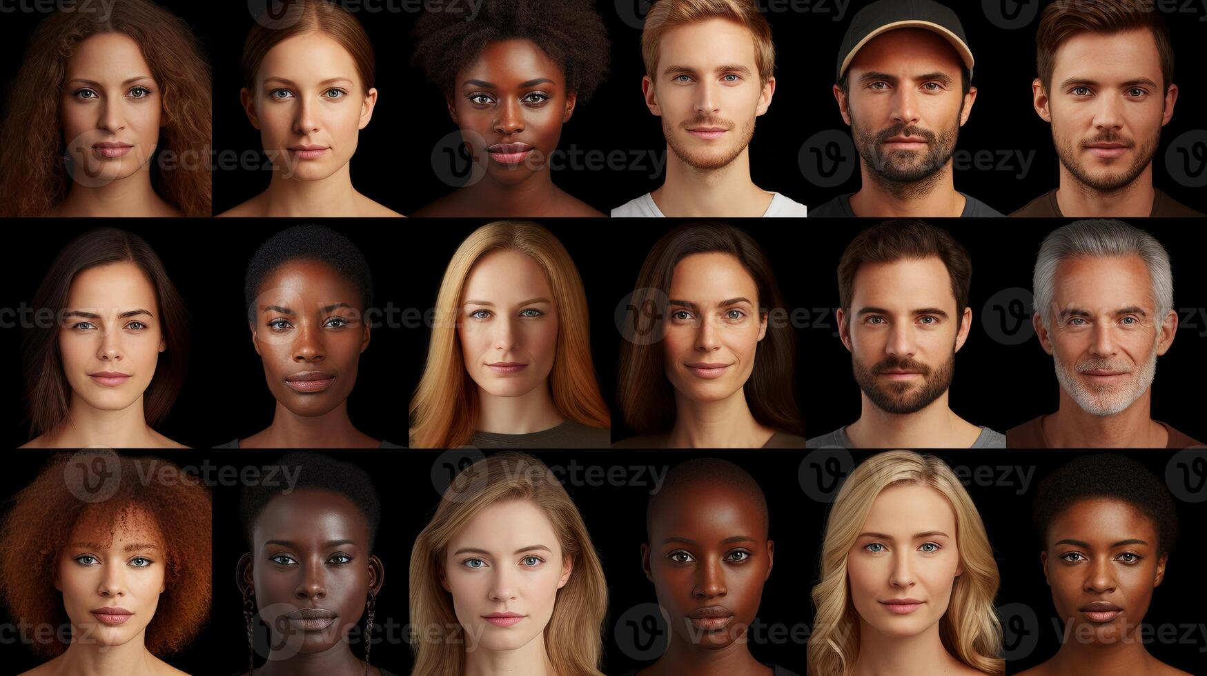 AI generated Multinational headshots ai generated portraits images collage photo
