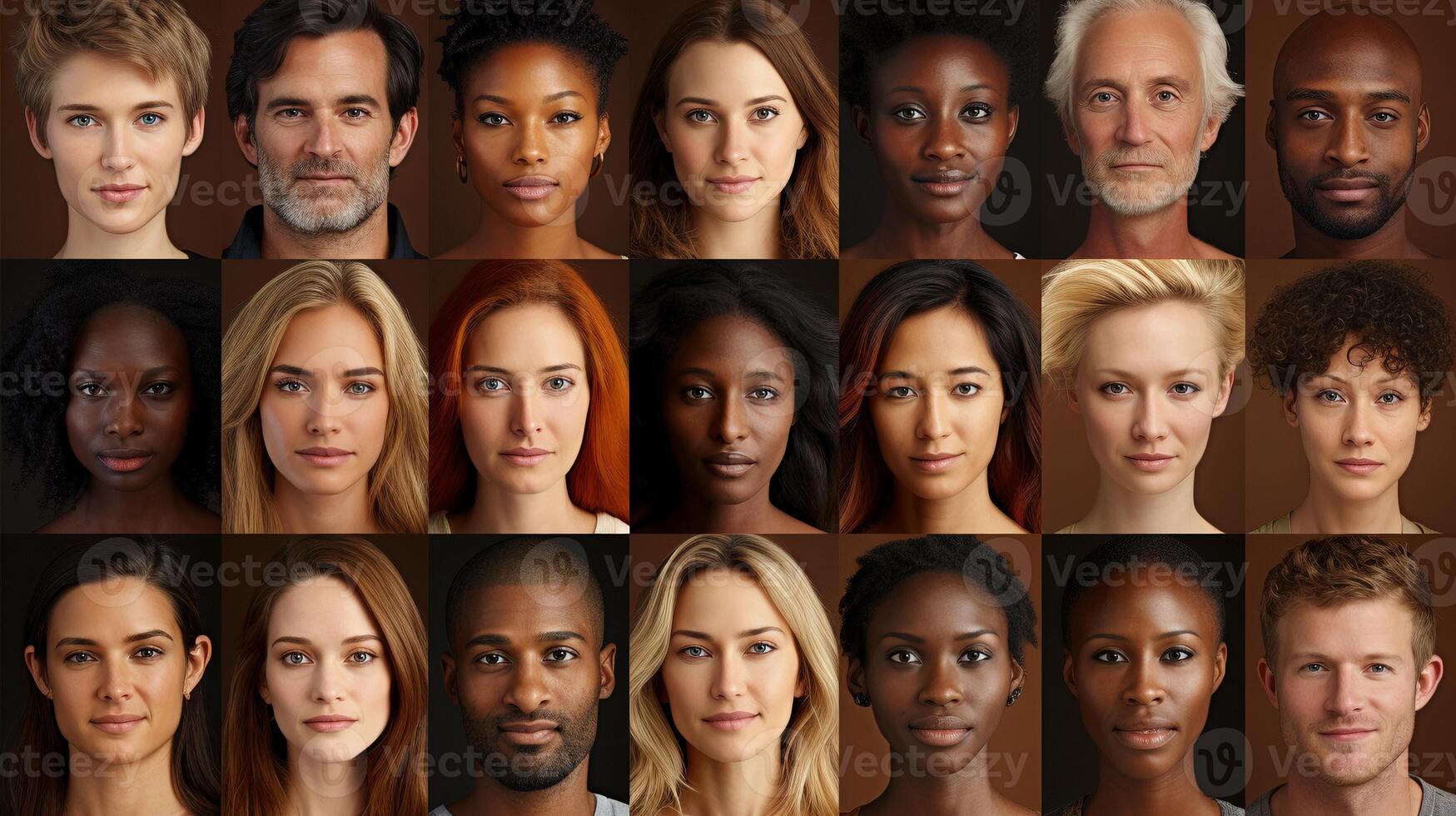 AI generated Multi-national headshots ai generated portraits images collage photo