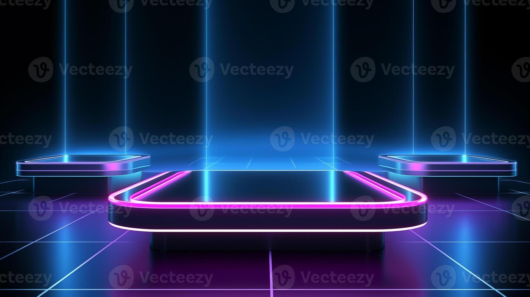 AI generated Virtual reality ai generated stage podium mockup photo