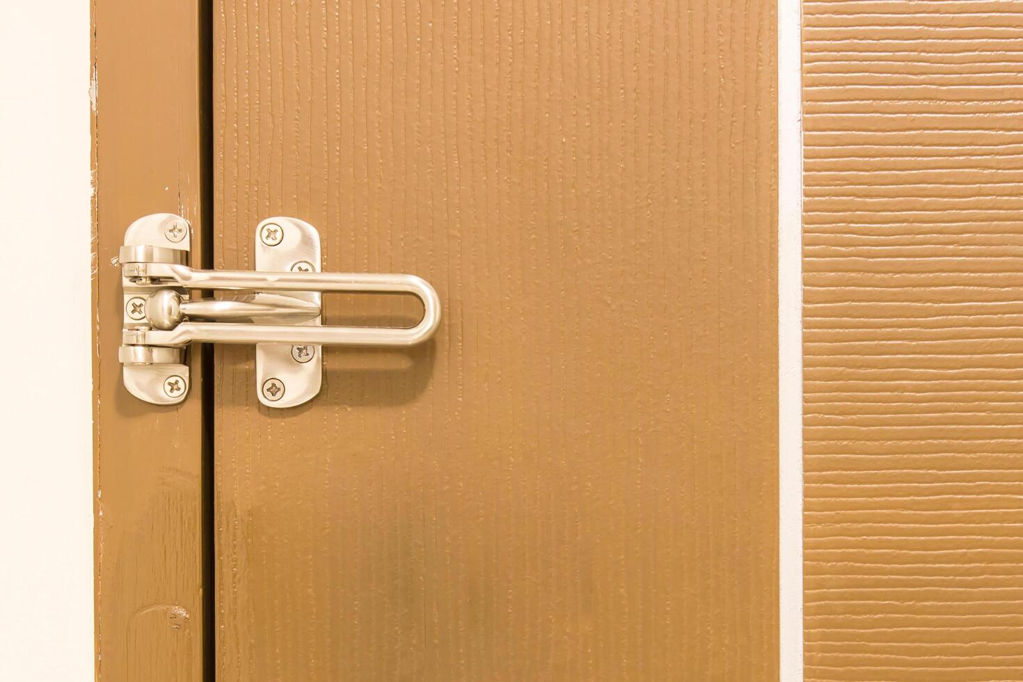 Door Lock inside room at  hotel for safety concept and background space texture photo