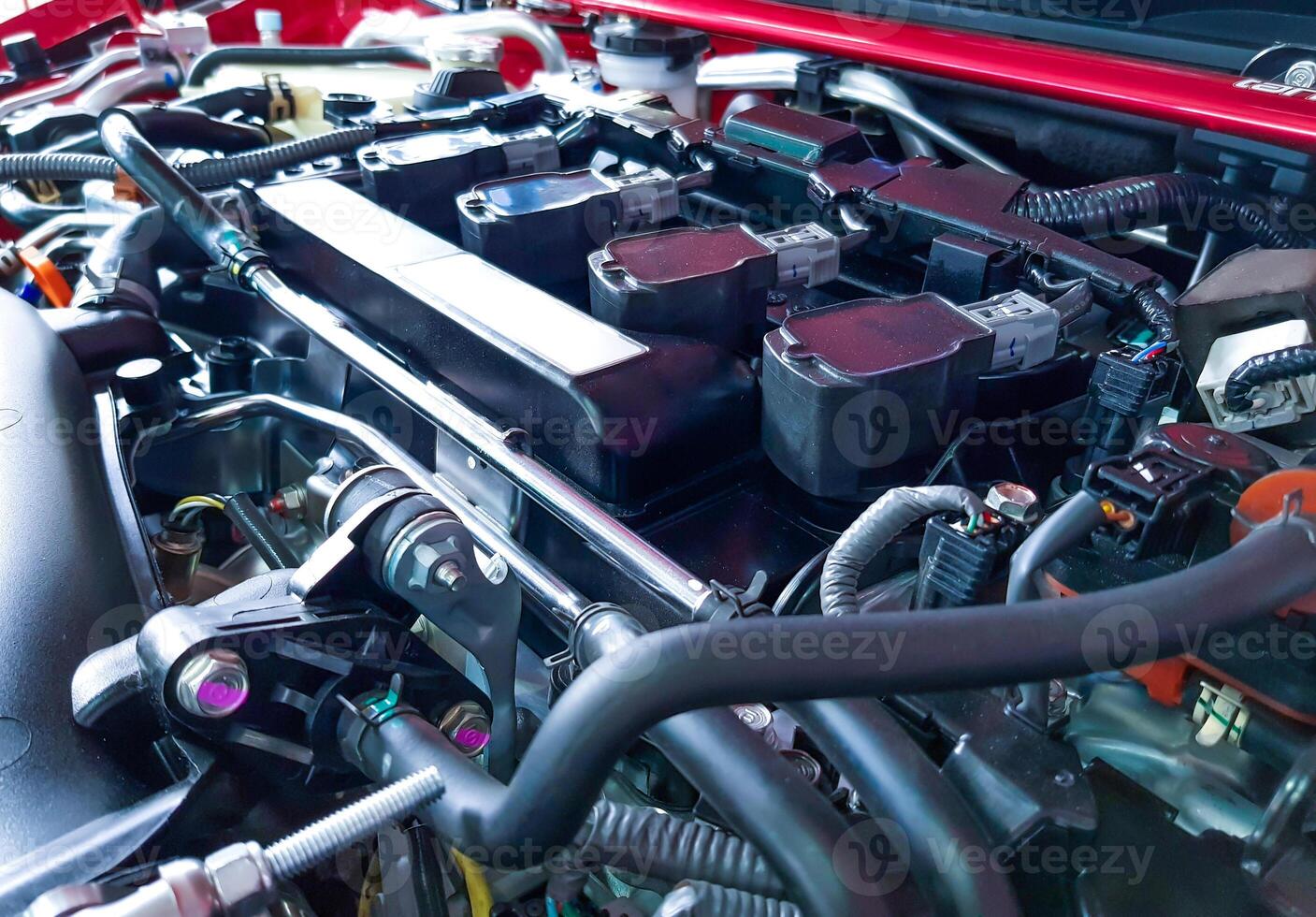 Ignition coil and spark plugs for gasoline engine in the engine room photo