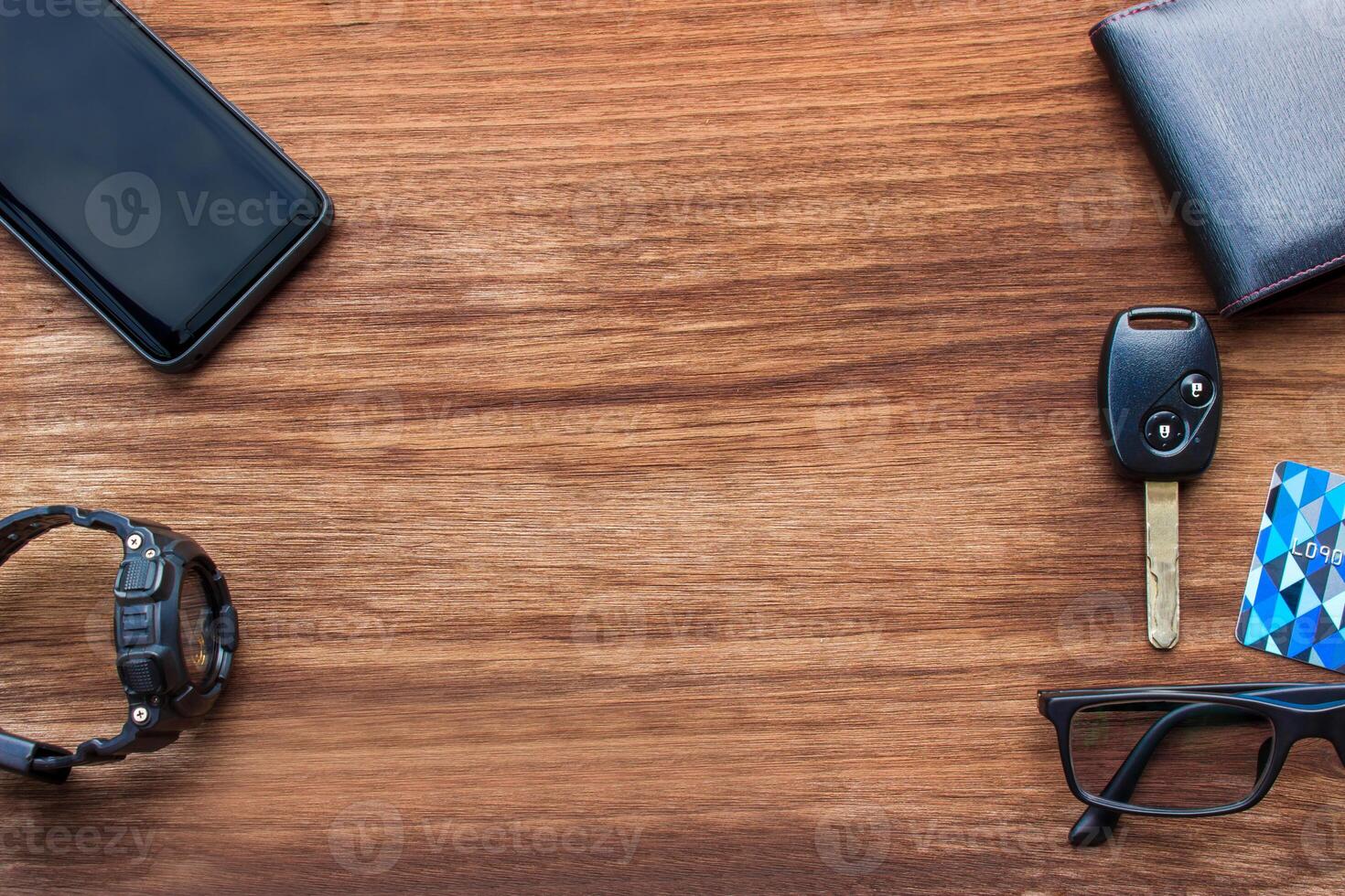 Glasses smart phone car key wallet photo