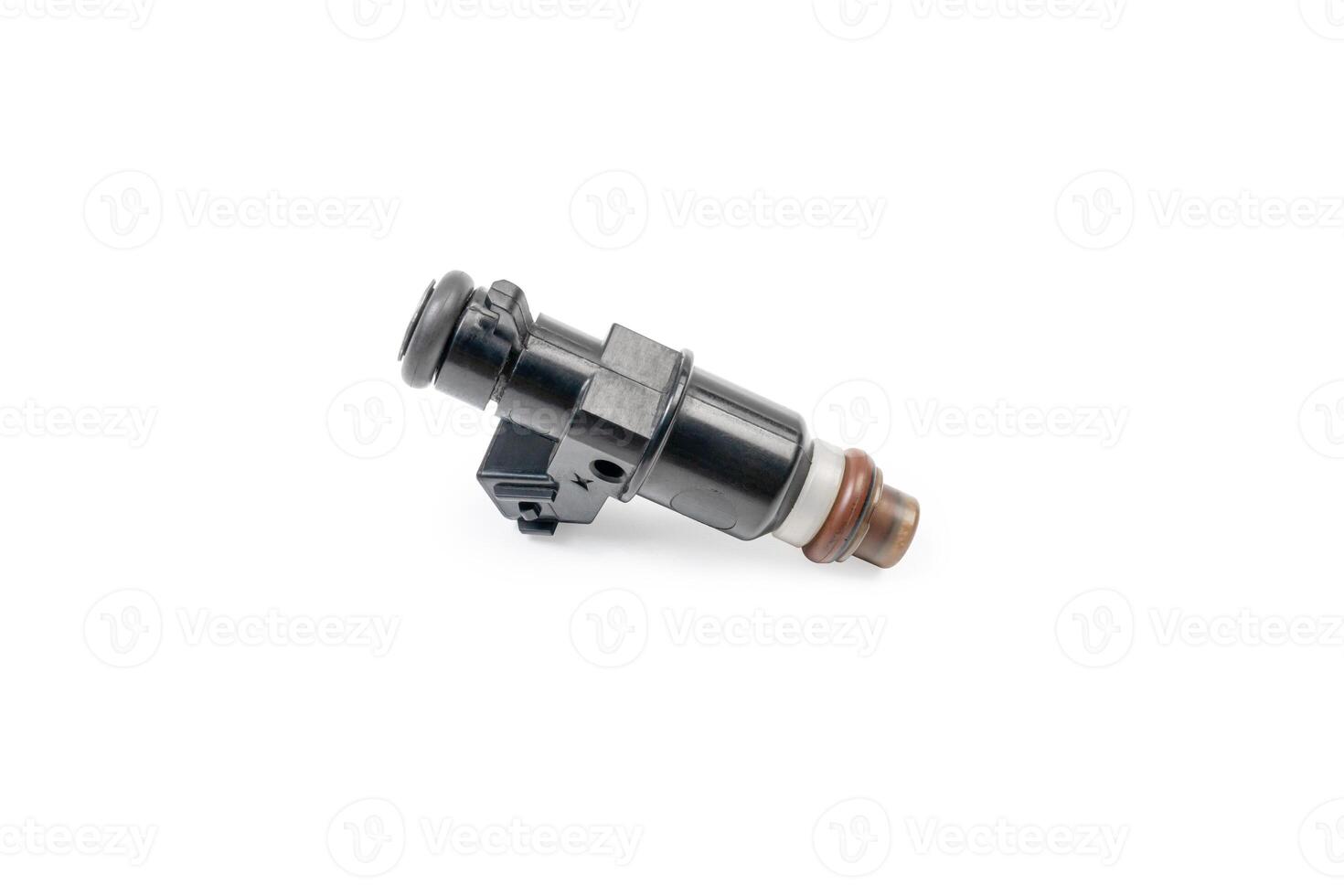 Old Gasoline injector part for car in engine system in white background photo