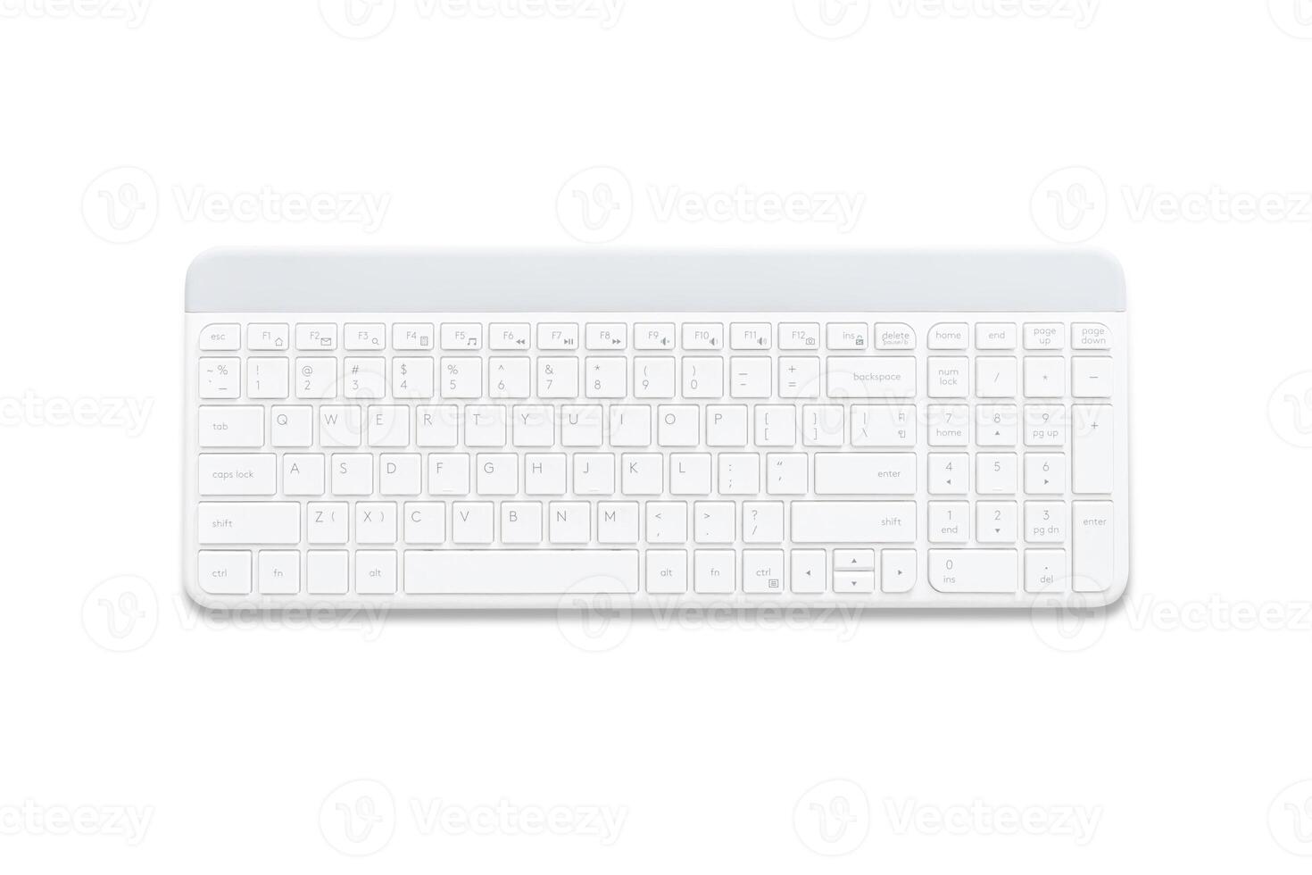 White keyboard wireless type for computer desktop or laptop on the white background photo