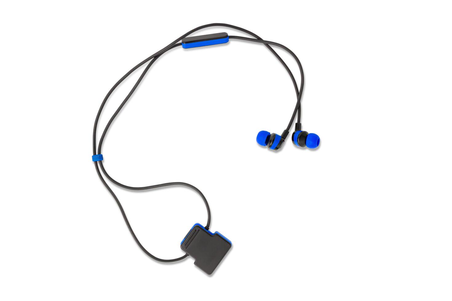 Bluetooth earphone for smartphone and computer For listening media on white background photo