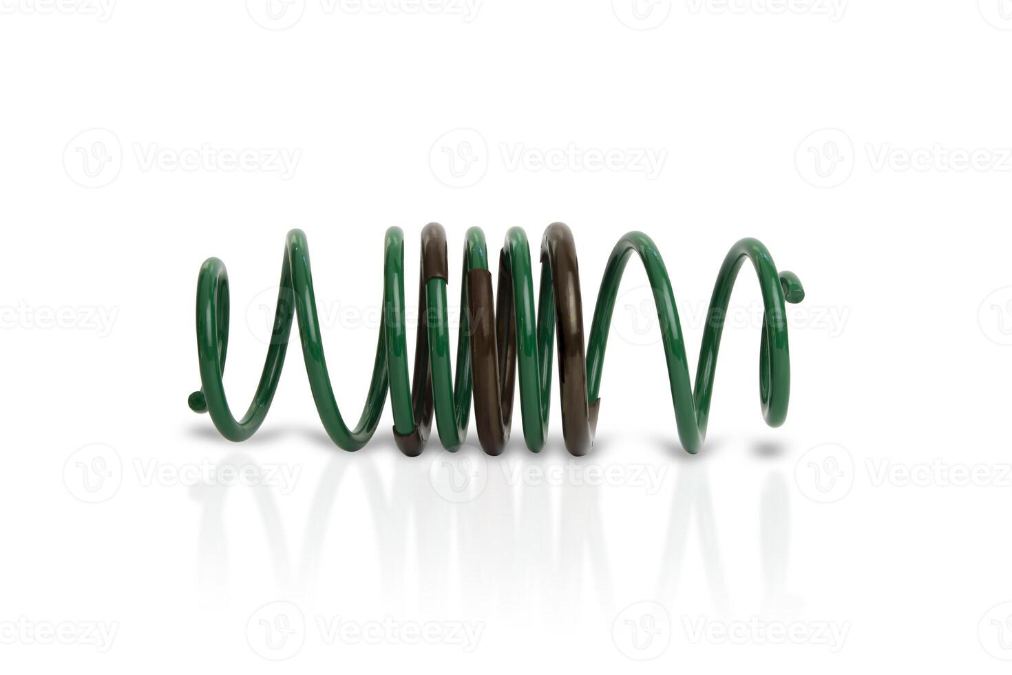 Coil spring of shock Absorber on the white background for car service  concept photo