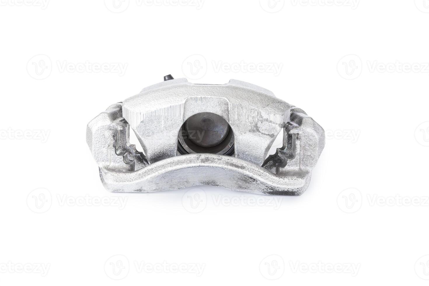 Old front caliper brake of car in white background photo