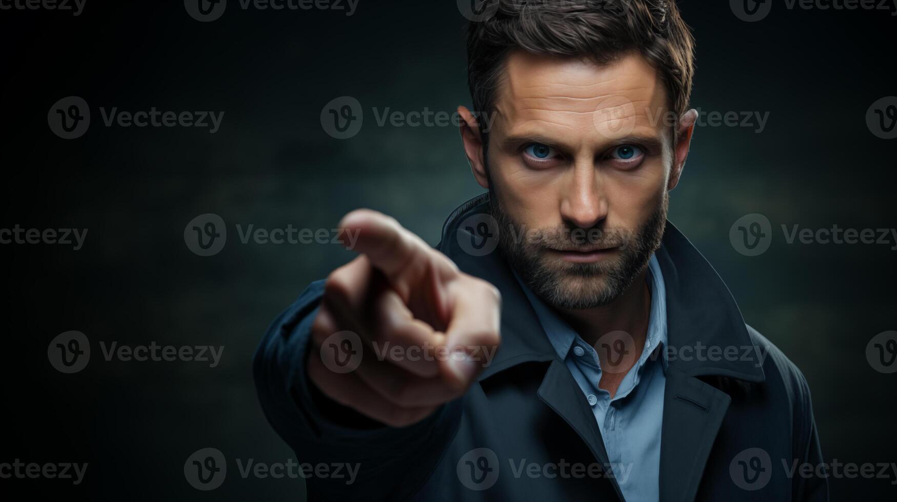 AI generated Confident Businessman Pointing Forward with Determination photo