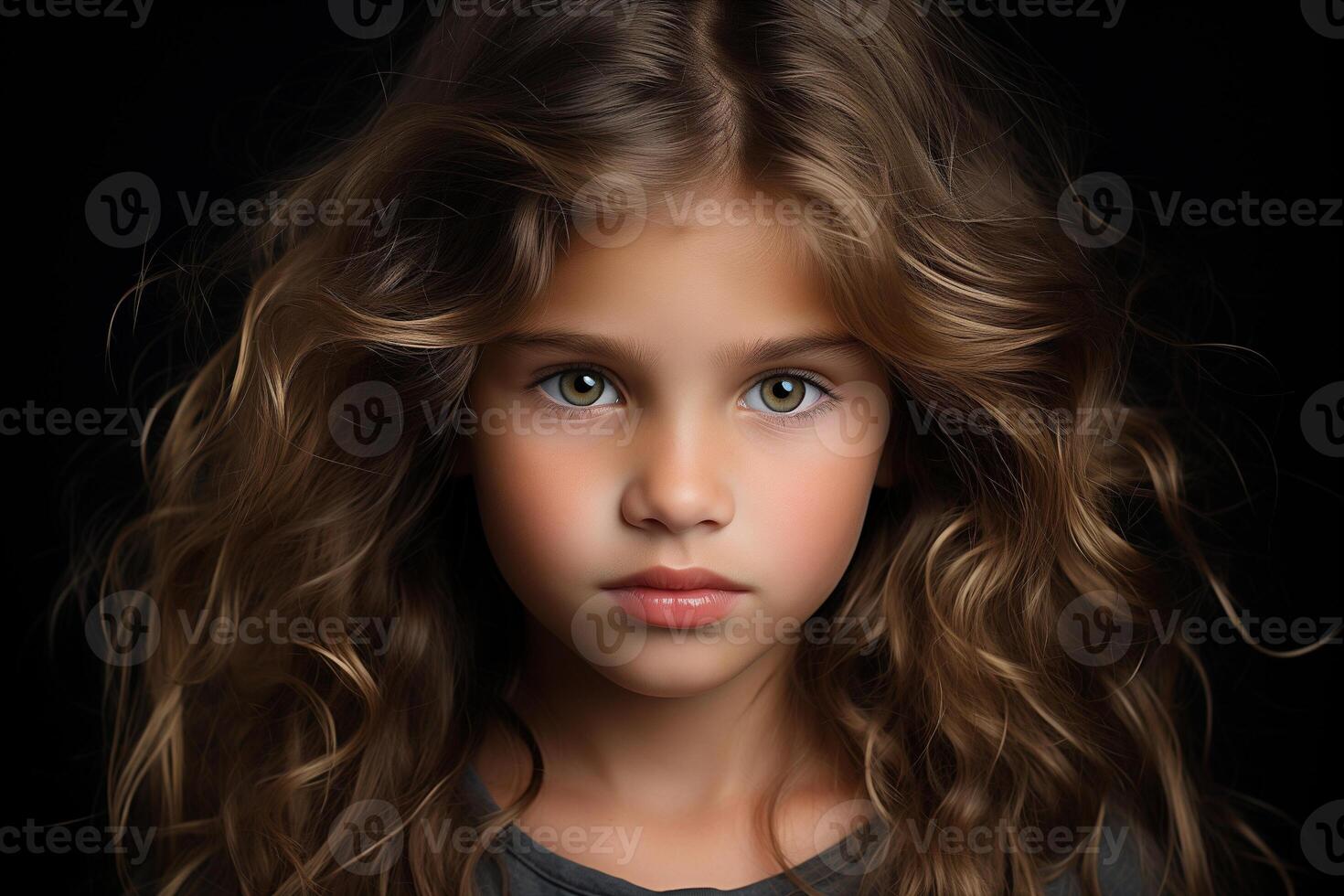 AI generated Portrait of a Young Girl with Curly Hair photo