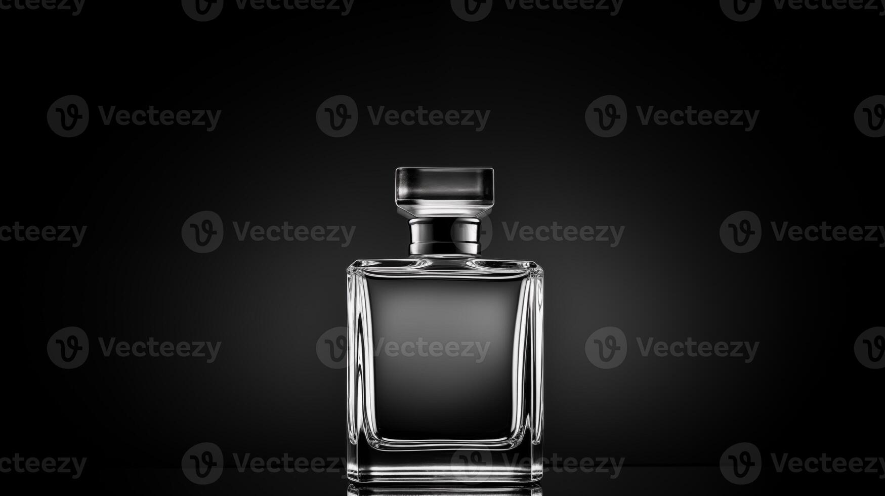 AI generated Minimalist Black Perfume Bottle on Dark Background, Suitable for Luxury Branding and Advertising photo