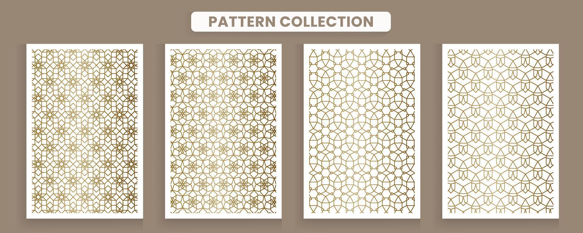 colección de Arábica geométrico patrones. lujoso oro color vector