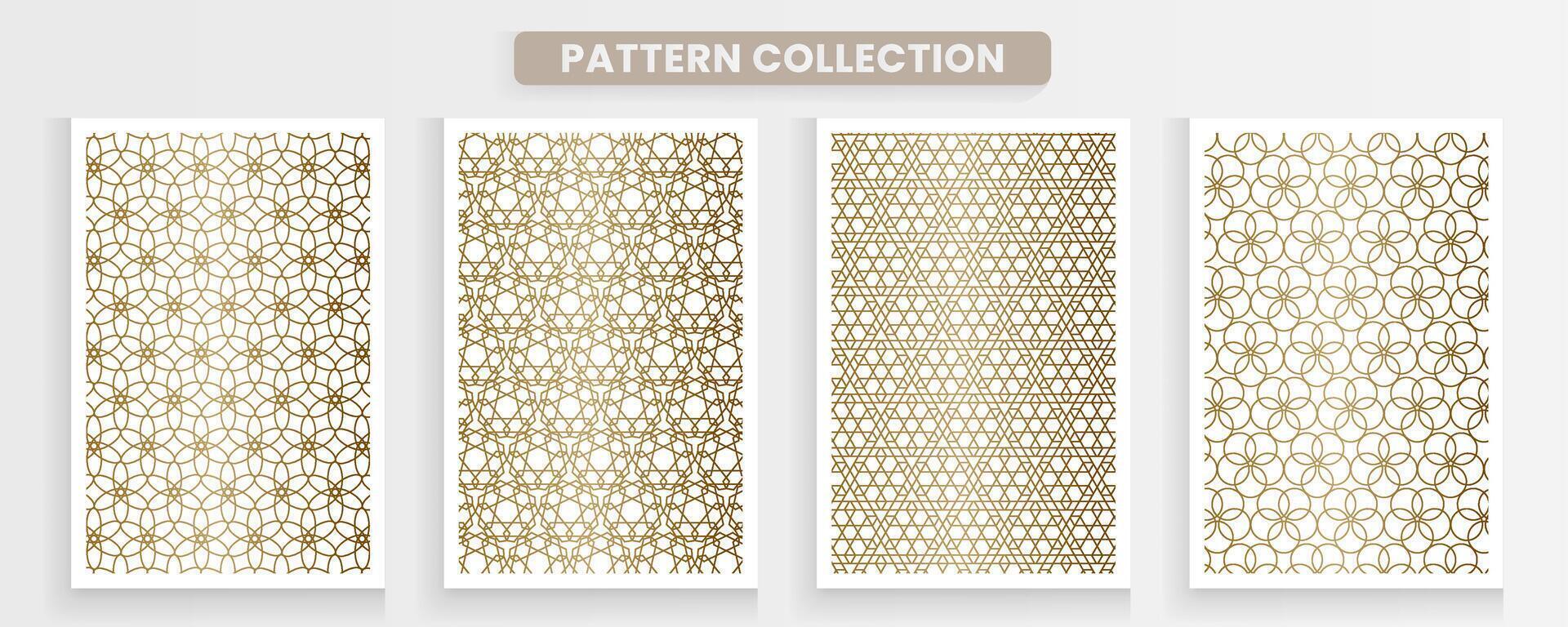 Collection of arabic geometric patterns. Luxurious gold color vector