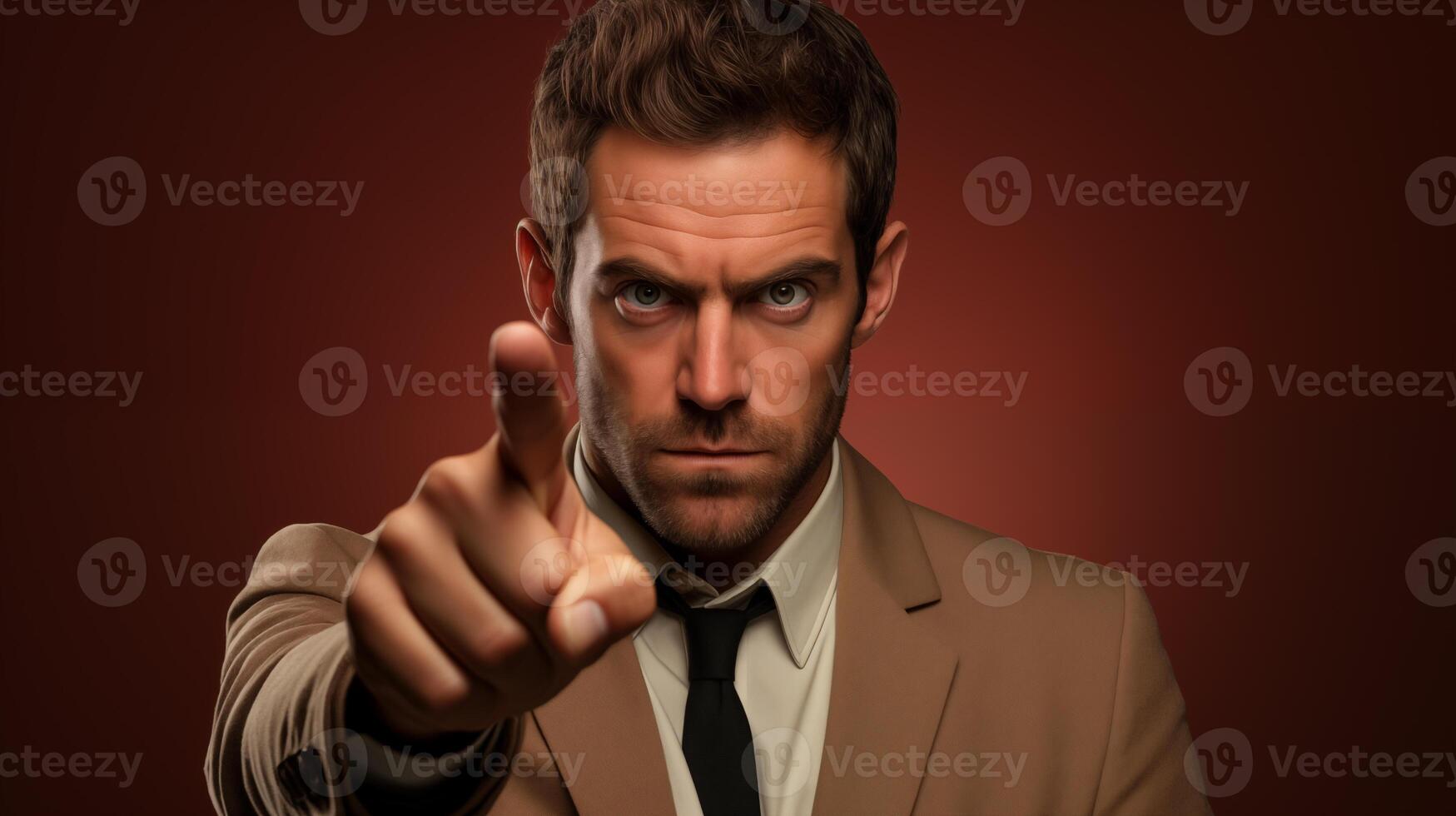 AI generated Confident businessman pointing forward with determination. photo