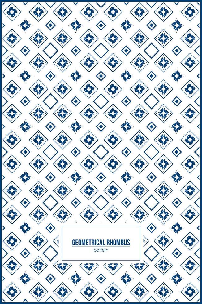 geometrical rhombus pattern with simple batik shape inside vector