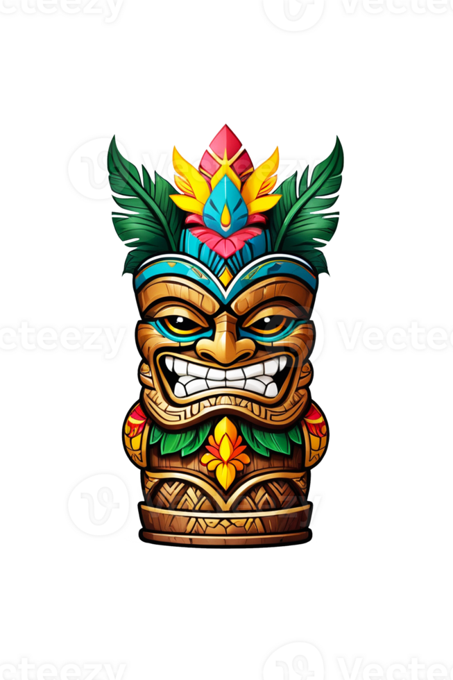 AI generated Illustration of wooden tiki statue isolated on transparent background png