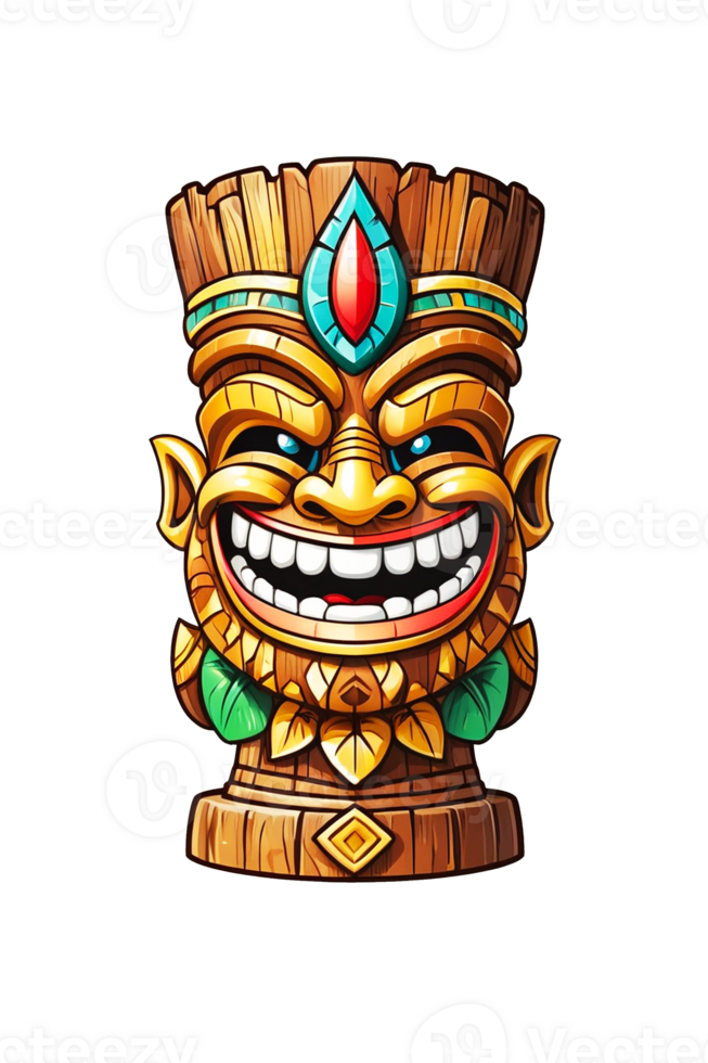 AI generated Illustration of wooden tiki statue isolated on transparent background png