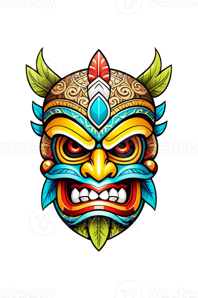 AI generated Image of a Tiki idol's face on a transparent background png